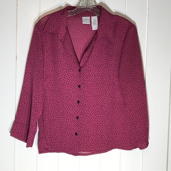 Emma James by Liz Clairborne Semi Sheer Button Up Blouse - Picture 2 of 8